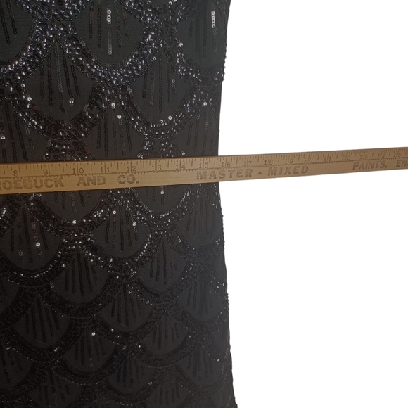 Black Sequin Gatsby Style Sleeveless Stretchy Mini Party Cocktail Dress Medium - Picture 6 of 8